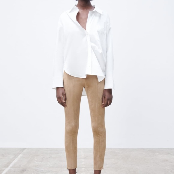 NWT faux suede legging skinny pants | Zara cropped work pants size xs - Picture 3 of 7